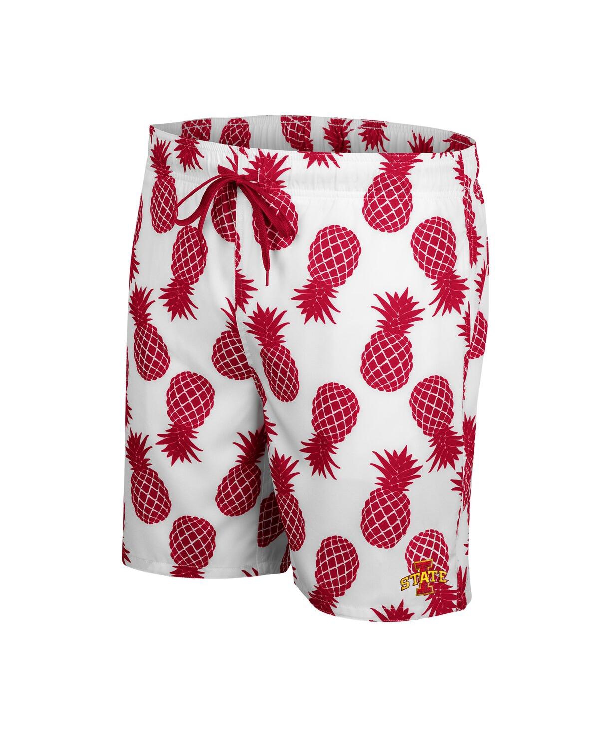 Colosseum Men's  White, Scarlet Nebraska Huskers Pineapple Swim Shorts In White