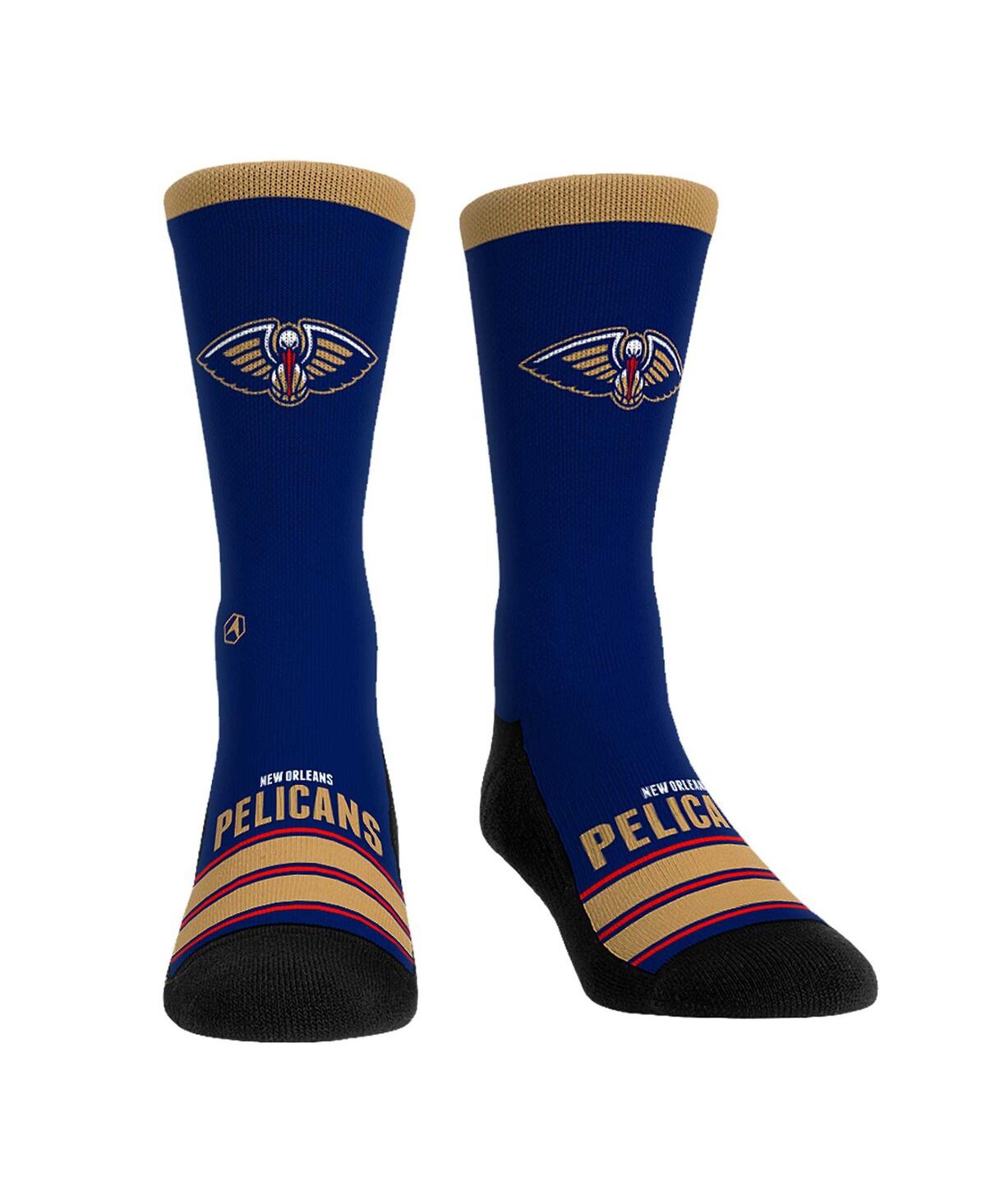 Men's and Women's New Orleans Pelicans Gametime Stripe Crew Socks - Navy