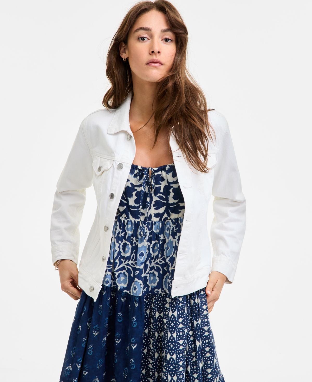 Cotton Denim Trucker Jacket - White