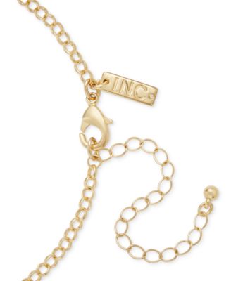 Gold-Tone Pav&eacute; & Imitation Pearl Shell Fringe Statement Pendant Necklace, 31" + 3" extender, Exclusively at Macy's