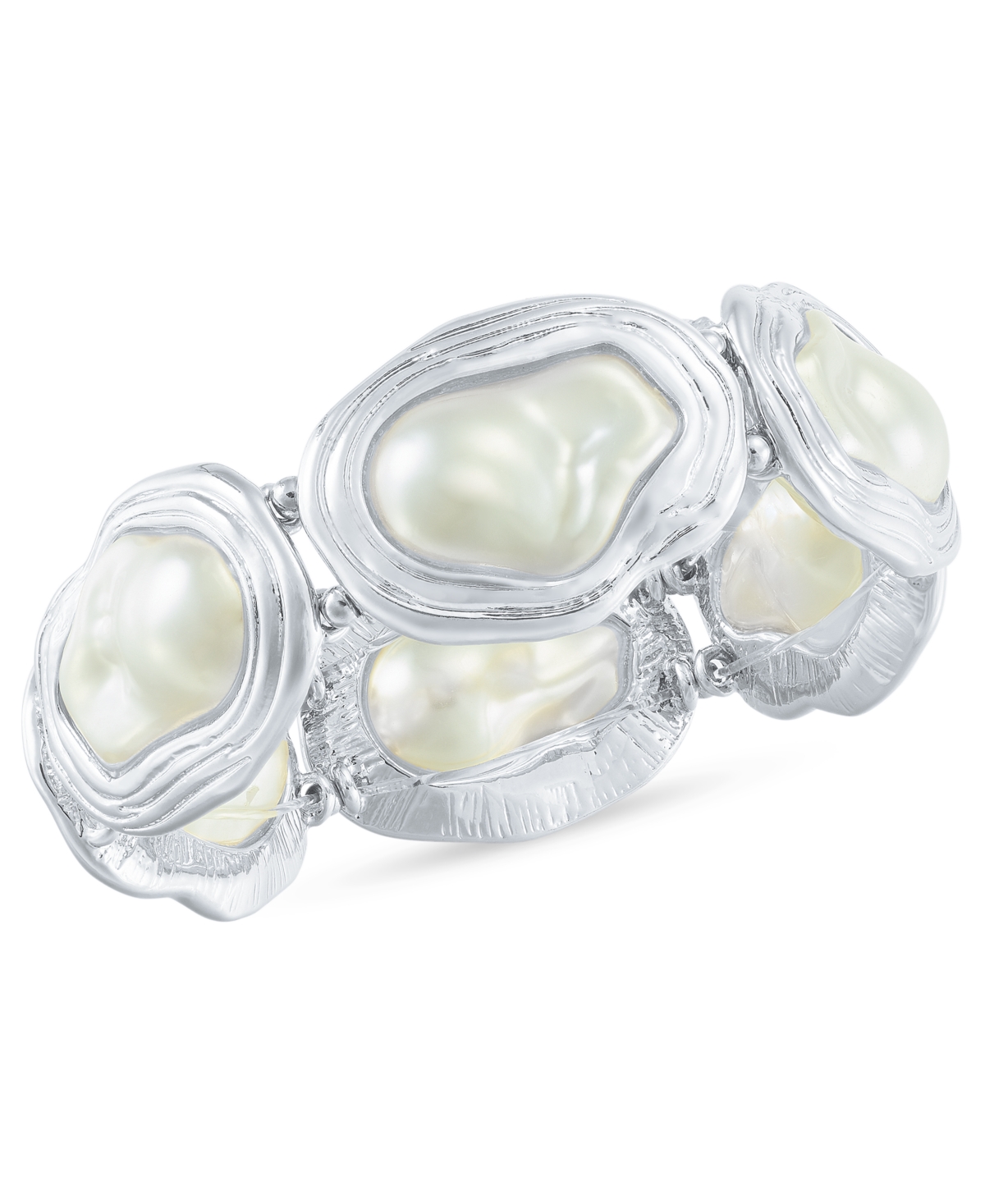 Silver-Tone Mother-of-Pearl Stretch Bracelet, Exclusively at Macy's - White