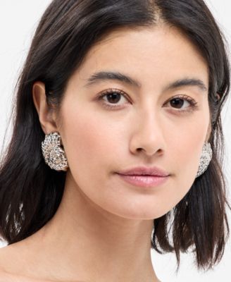 Rhodium-Plated Textured Shell Statement Stud Earrings, Exclusively at Macy's
