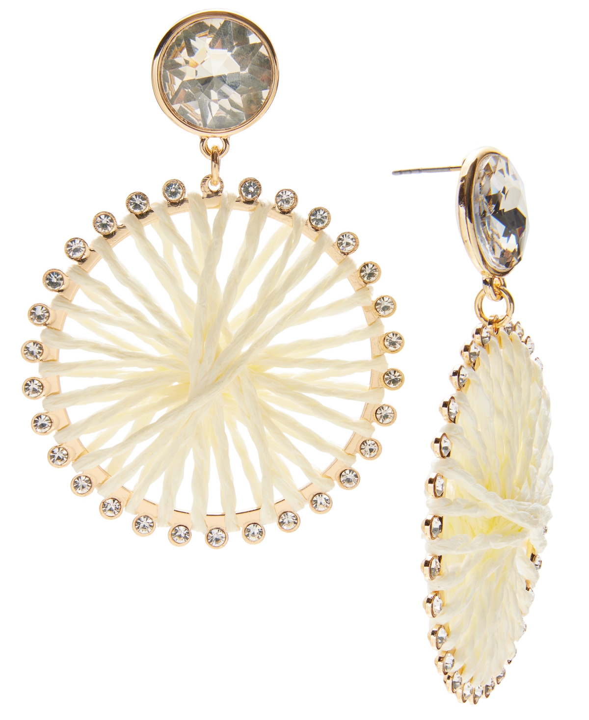 Gold-Tone Crystal Raffia-Wrapped Drop Earrings, Exclusively at Macy's - Yellow