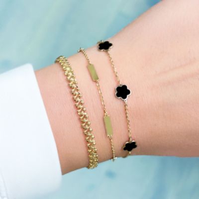 Onyx Flower Bracelet 14K Gold