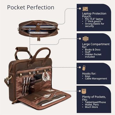 Slim Leather Briefcase - Sleek & Elegant - Perfect for Daily Usage