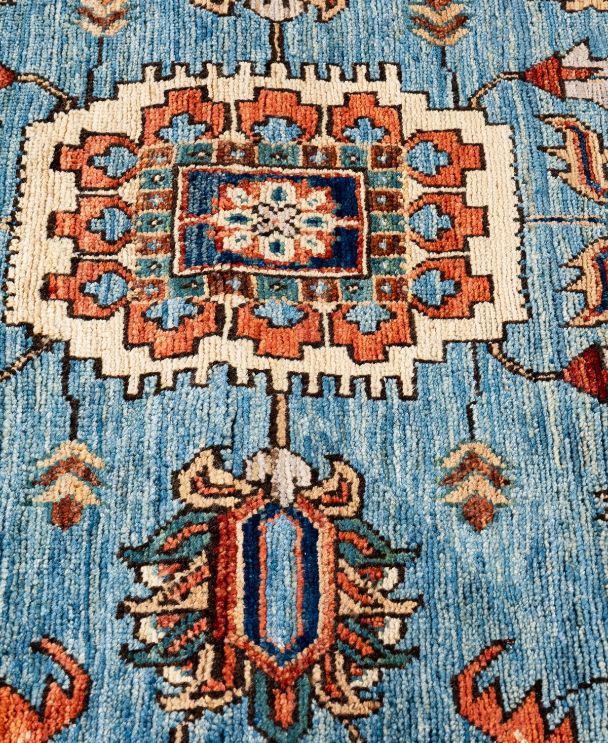 Adorn Hand Woven Rugs Serapi M1945 2'9''x9'10'' Runner Area Rug In Light Blue