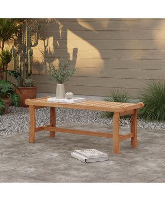 Natural Solid Wood 47.2-Inch Long Rectangle Outdoor Bench