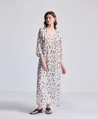 Women's Maxi Dress with Side Slits in Mosaic