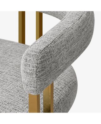 Set of 2 Counter Height Stools, 25" Upholstered Chairs with Gold Metal Legs, Curved Back & Armrests-Maison Boucle