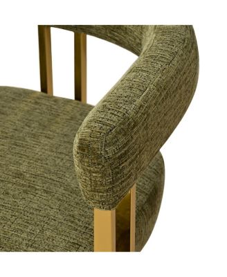 Set of 2 Counter Height Stools, 25" Upholstered Chairs with Gold Metal Legs, Curved Back and Armrests-Maison Boucle