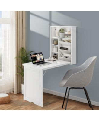 Wall Mounted Fold-Out Convertible Floating Desk Space Saver