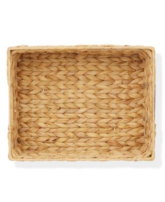 (Set of 4) Water Hyacinth 10"x13"x5" Pantry Baskets w/ Chalkboard Labels and Marker - Natural, Woven Storage Bins for Kitchen Shelves