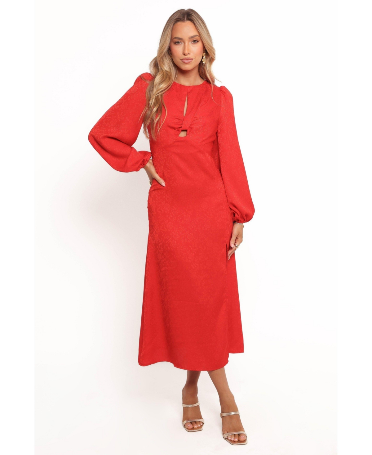 Petal and Pup Women's Laine Long Sleeve Midi Dress - Red