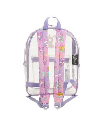 & Friends Character Print 16.5" Clear Glitter Backpack