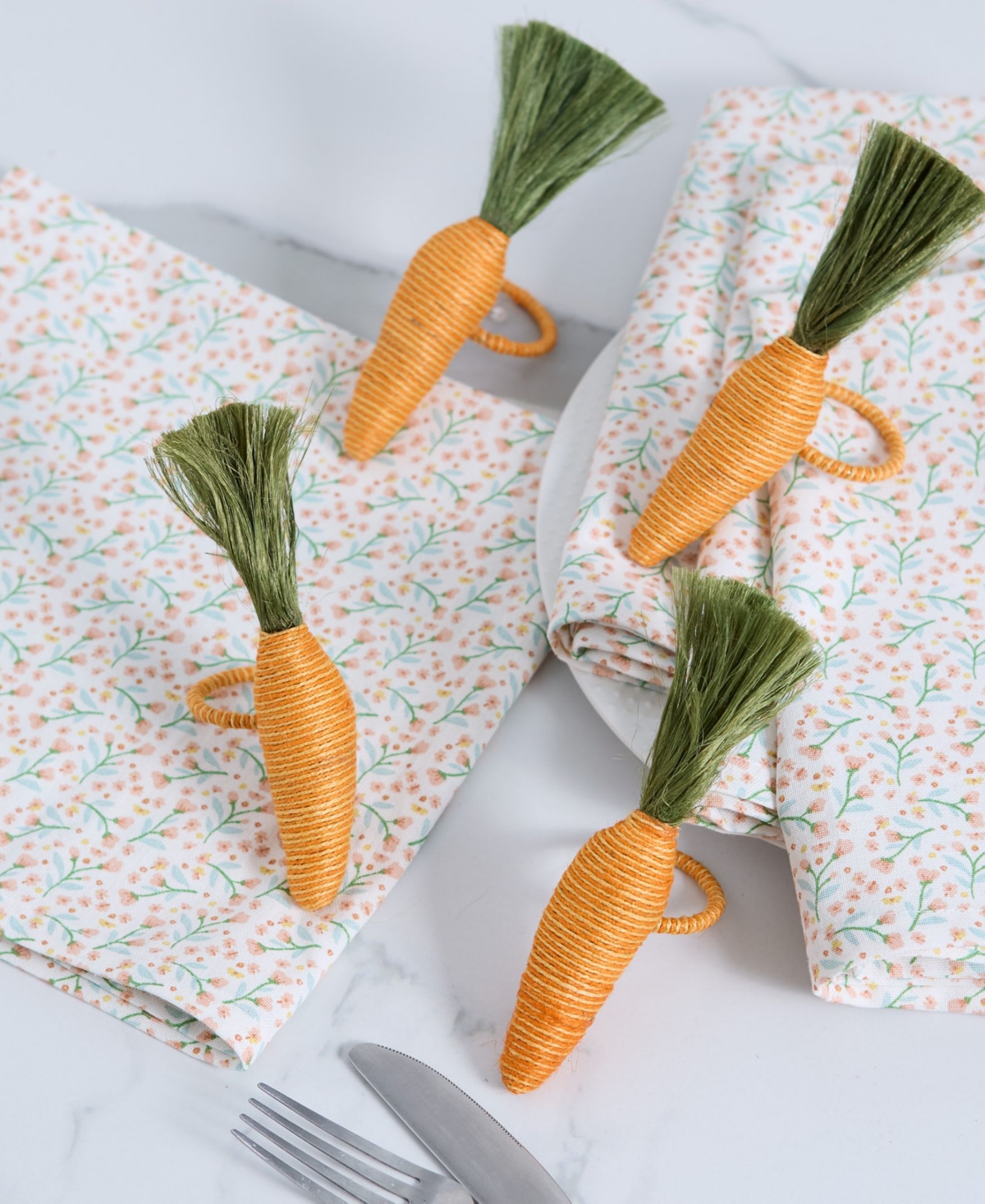 Design Imports Carrot Napkin Ring, Set Of 4 In Orange