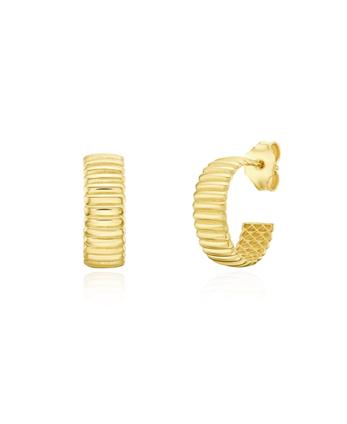 Fluted Gold C-Hoop Earrings 14K Gold - Gold