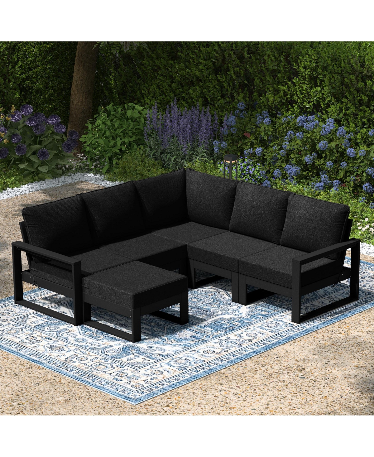 6-Piece Outdoor Patio Corner Sectional Sofa Conversation Set