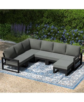 7-Piece Outdoor Modular L-Shaped Corner Patio Sectional Sofa Set
