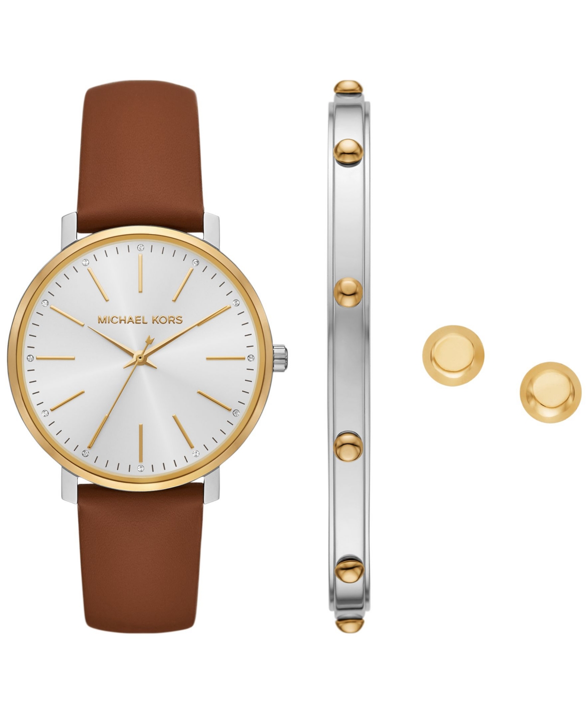 Women's Pyper Three-Hand Luggage Leather Watch and Jewelry Set, 38mm - Luggage