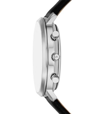 Michael Kors Men's Blake Multifunction Black Leather Watch Michael Kors Men's Blake Multifunction Black Leather Watch