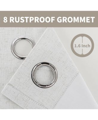 100% Blackout Linen Blend Texture Grommet Curtain Pair(2 Panels)