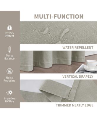 100% Blackout Linen Blend Texture Grommet Curtain Pair(2 Panels)