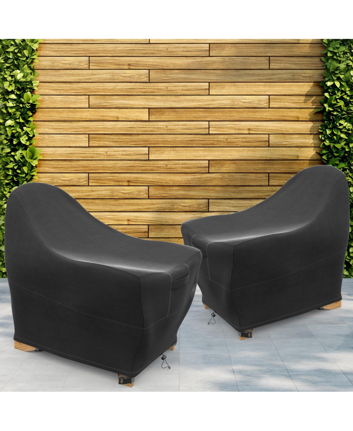 Set of 2 Adirondack Patio Chair Cover - Breathable Heavy-Duty Cover with Water-Resistant Pvc liner, Adjustable Elastic Hem, Click-Close Straps, and Ai