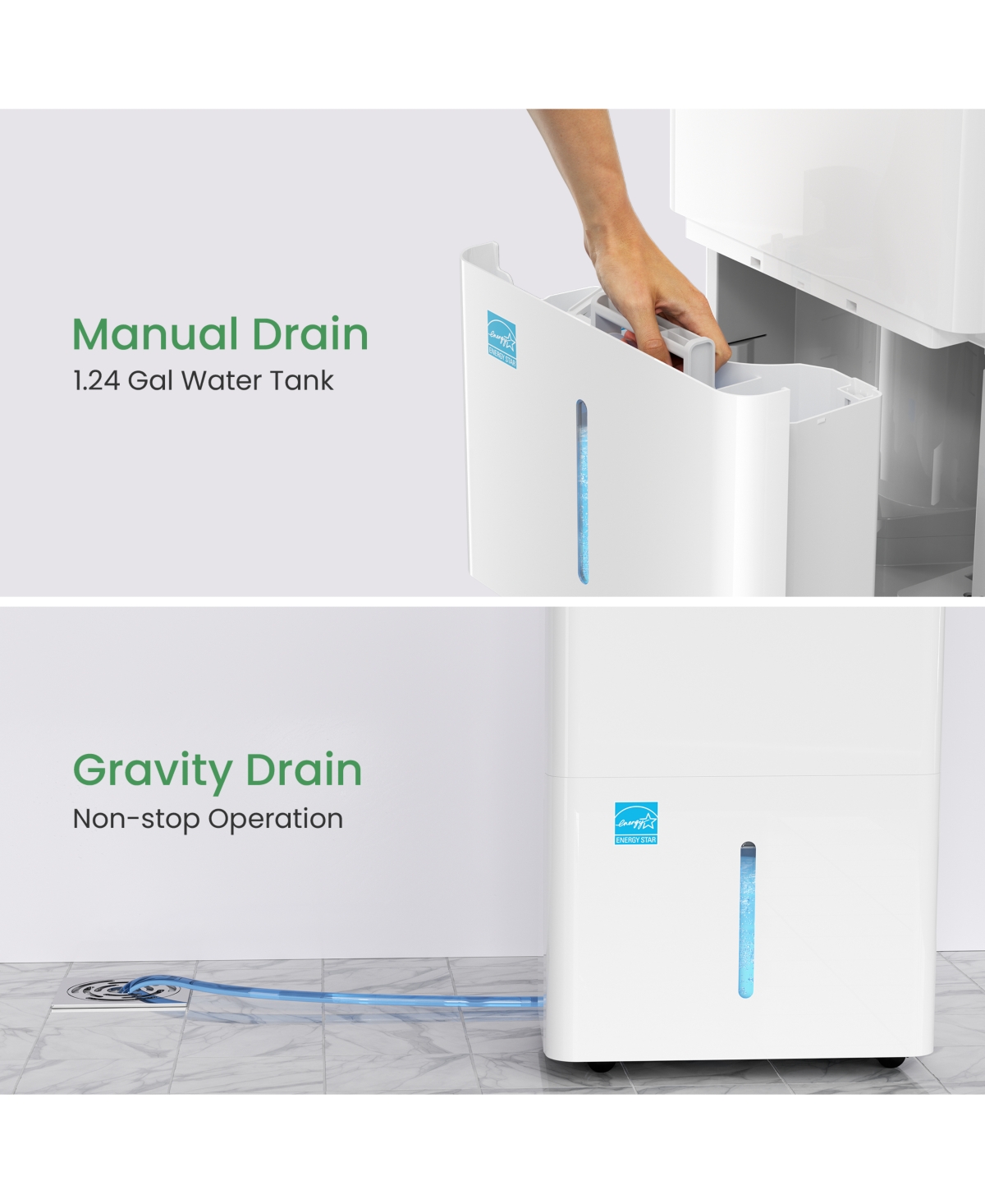 Waykar EnergyStar Dehumidifier for Home & Basement with Drain Hose And Water Tank