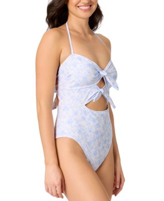 Juniors' Bow Cutout One-Piece Swimsuit, Exclusively at Macy's
