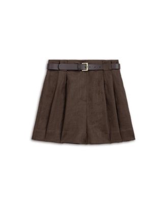 Women's Belted Linen Mini Shorts