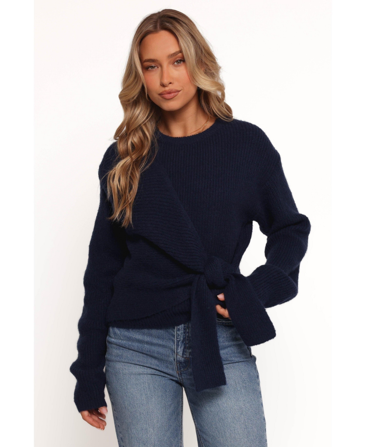 Women's Ettie Wrap Side Tie Knit Sweater - Blue