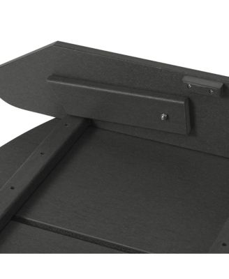 Outdoor 4-Piece HDPE Modern Adirondack Chairs Set with Folding Patio Ottomans and Cup Holder