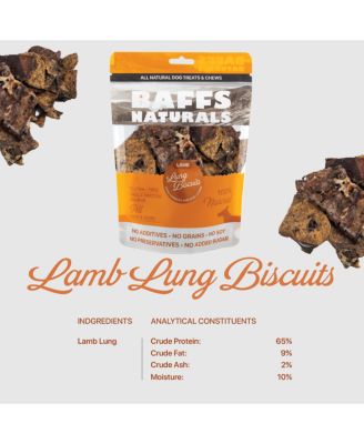 BAFFS NATURALS All-Natural Premium Lamb Lung Biscuits – 2 Pack (4oz Each)
