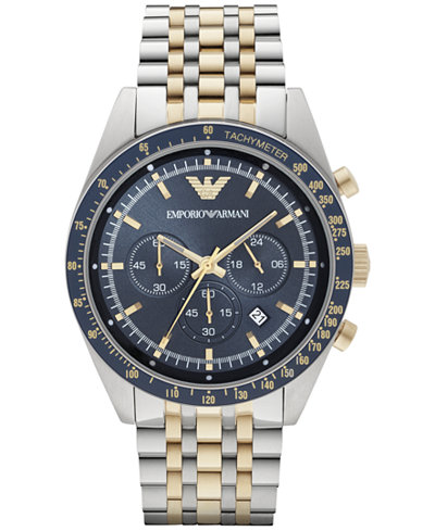 Emporio Armani Men's Chronograph Tazio Two-Tone Stainless Steel Bracelet Watch 46mm AR6088