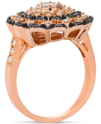 Chocolate Diamond & Nude Diamond Flower Cluster Statement Ring (1-1/6 ct. t.w.) in 14k Rose Gold