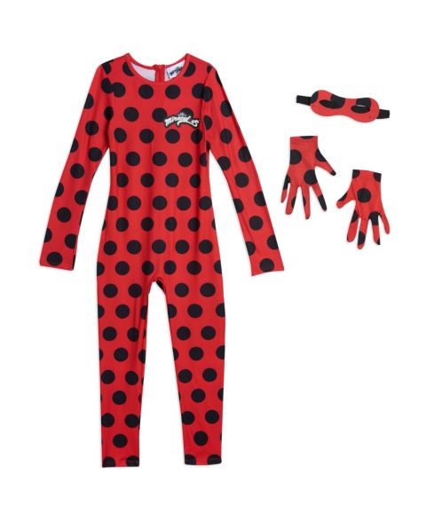 Miraculous Ladybug Cosplay Jumpsuit Gloves and Mask 3 Piece Costume Set, цвет: Красный