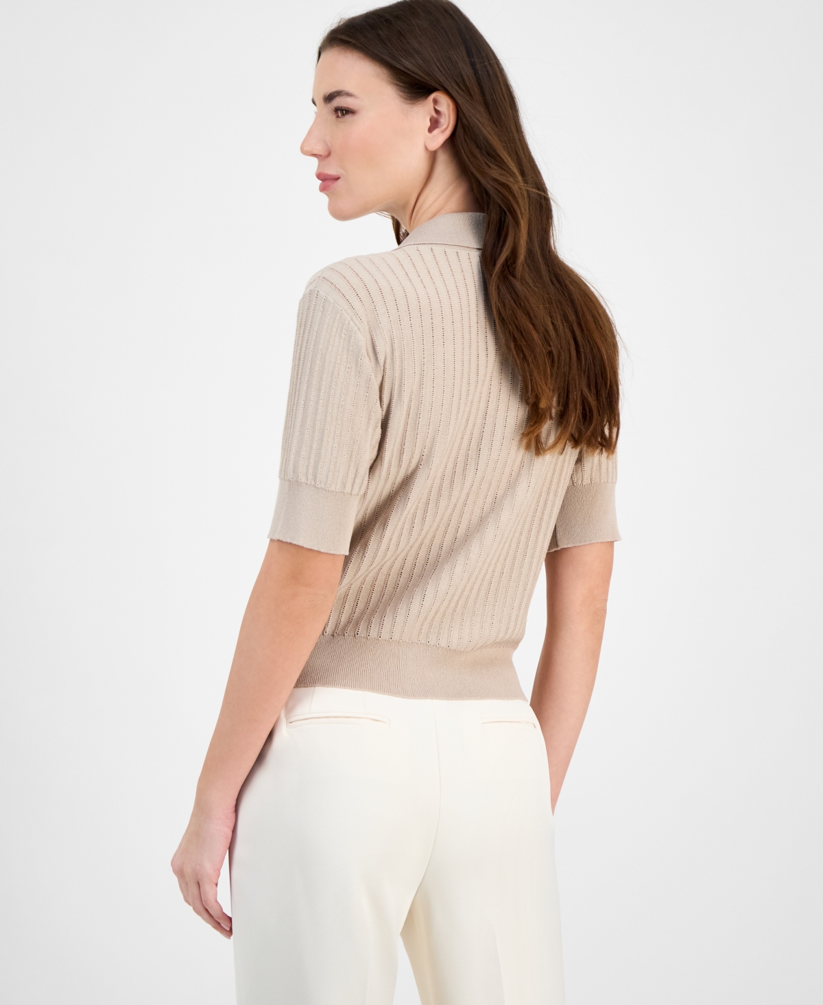 Tahari Asl Stripe-textured Knit Button-front Top, Regular & Petite Sizes