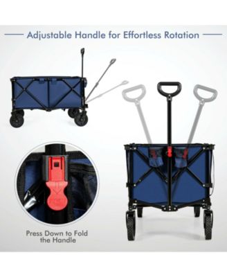 Outdoor Folding Wagon with Adjustable Handle, Universal Wheels &amp; 180lb Capacity Utility Cart