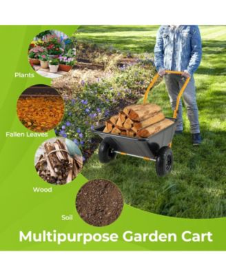 Dual-Wheel Wheelbarrow Garden Utility Cart with Pneumatic Tires