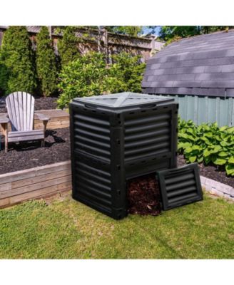 23.5" x 23" x 32" 80-Gallon Outdoor Composter with Large Openable Lid and Bottom Exit Door