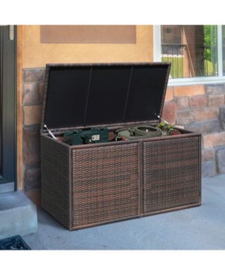 88 Gallon Garden Patio Rattan Storage Container Box