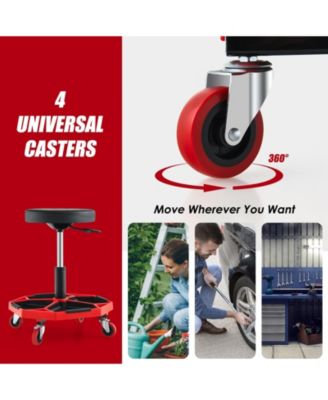 330 LBS Capacity Pneumatic Rolling Mechanic Stool with Padded Seat