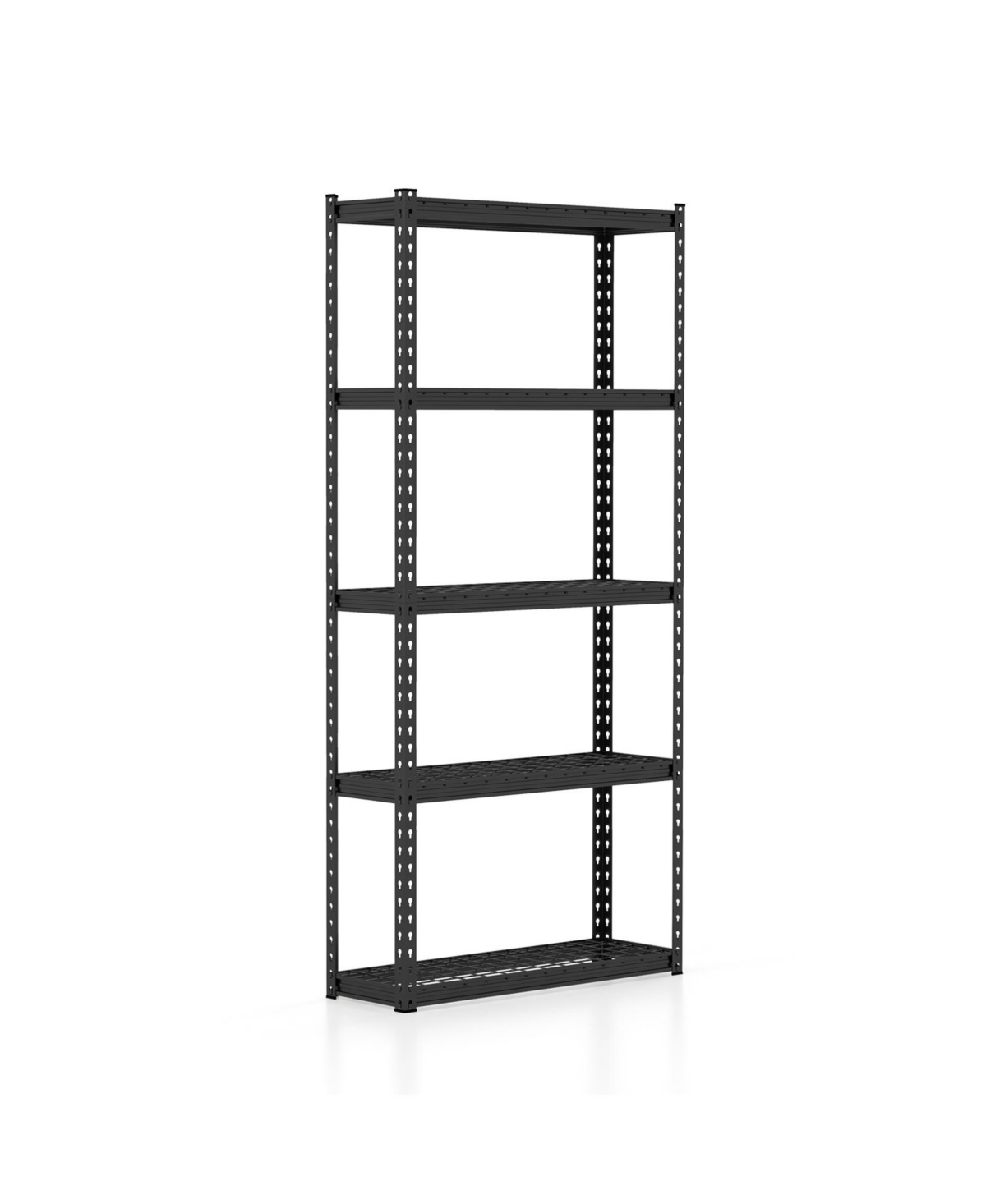 5-Tier Metal Shelving Unit with Anti-slip Foot Pad Height Adjustable Shelves for Garage - Black