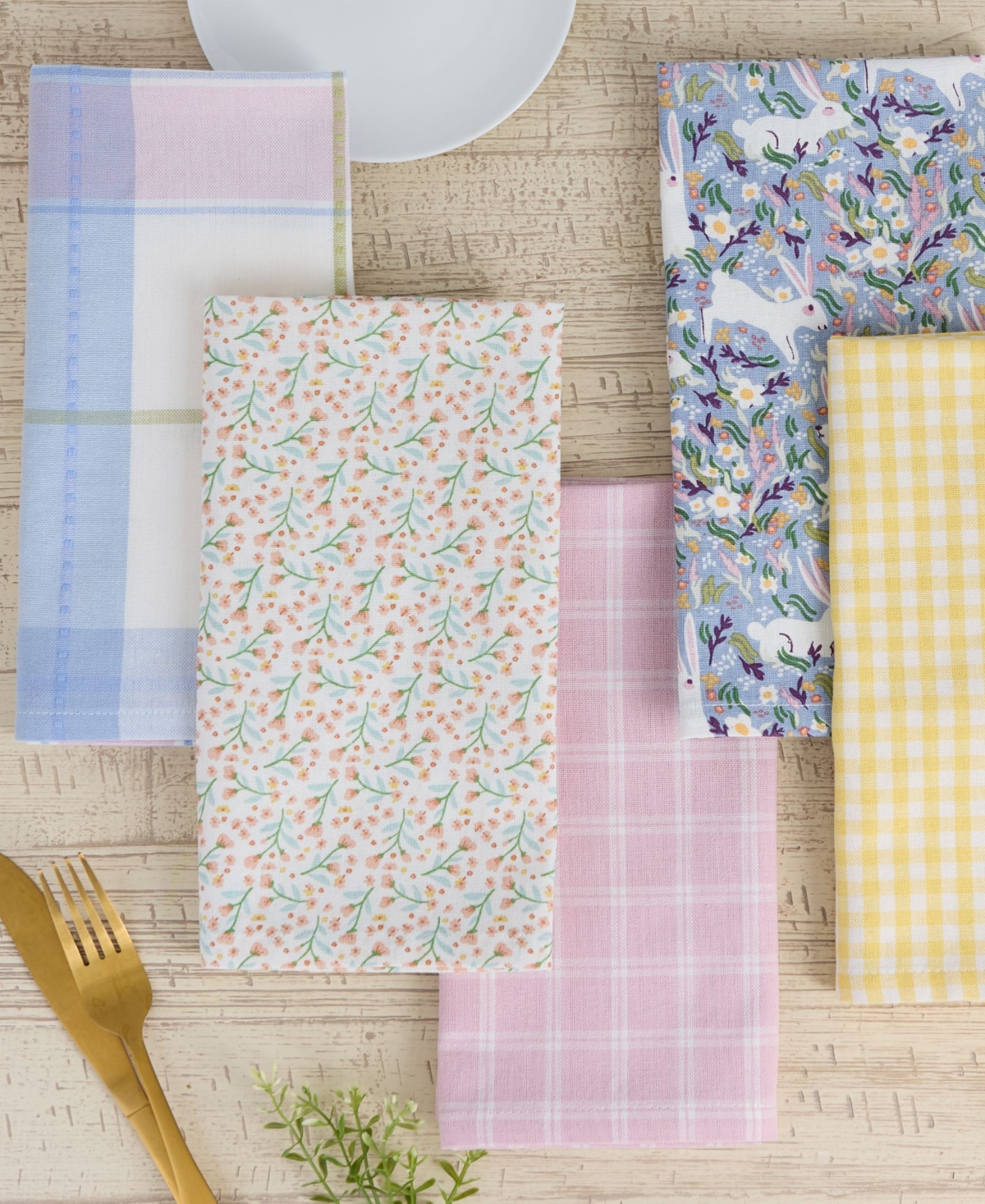 Design Imports Spring Blossom Printed Cotton Napkins, Set Of 4 In Off White