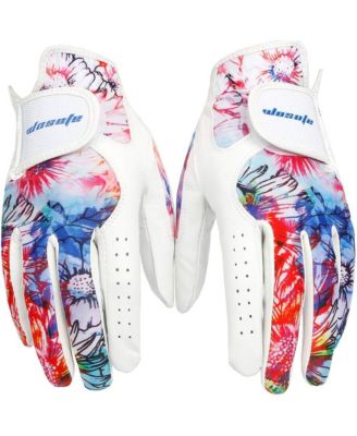 Golf Glove Women Ladies Pair Cool Leather Both Hand Summer Floral Colorful Breathable Sport Gloves