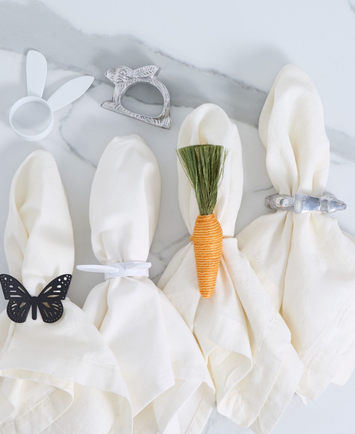 Design Imports Butterfly Metal Napkin Ring, Set Of 4 In Black