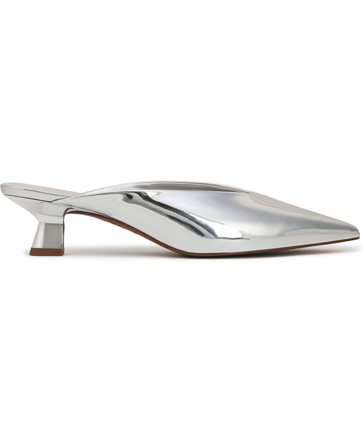 Franco Sarto Jayda Kitten Heel Mule In Silver Faux Leather
