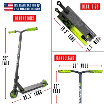 Pro Stunt Scooter for Kids Ages 8 - 12 – Lightweight Durable Trick Scooter for Skatepark and Street – MG3 - Green
