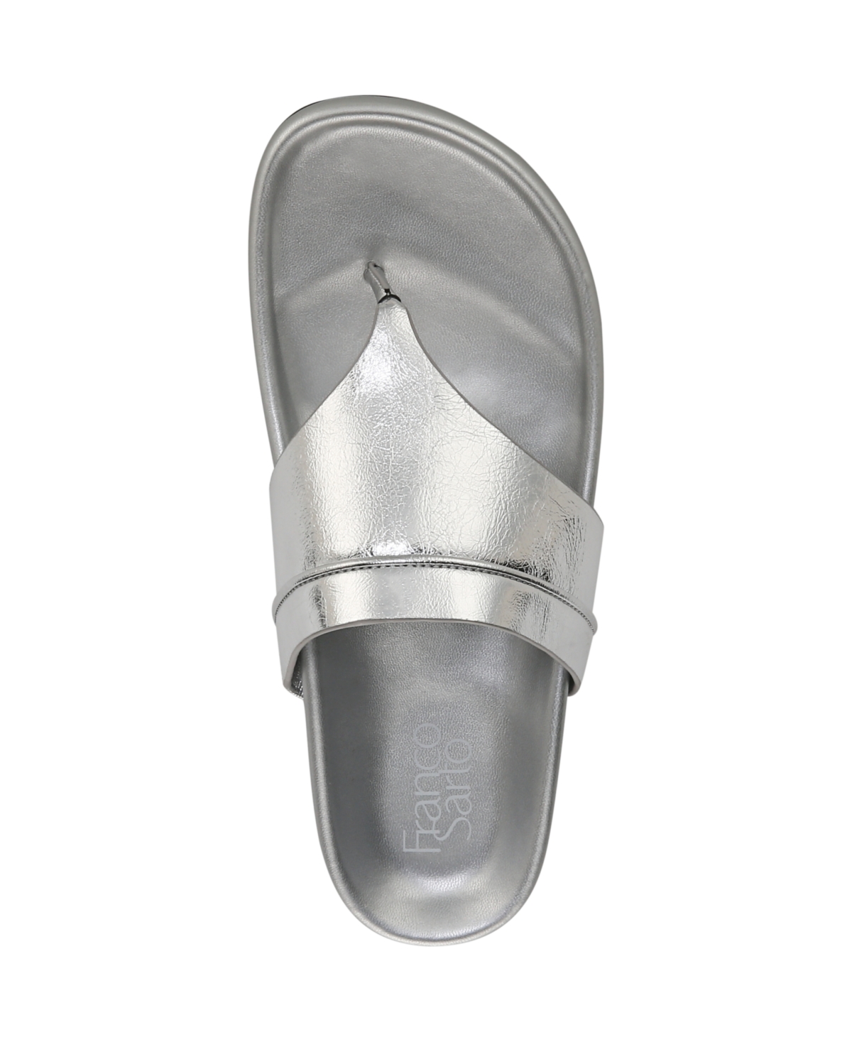 Franco Sarto Women's Brooks Open Round Toe Thong Sandals In Silver Faux Leather