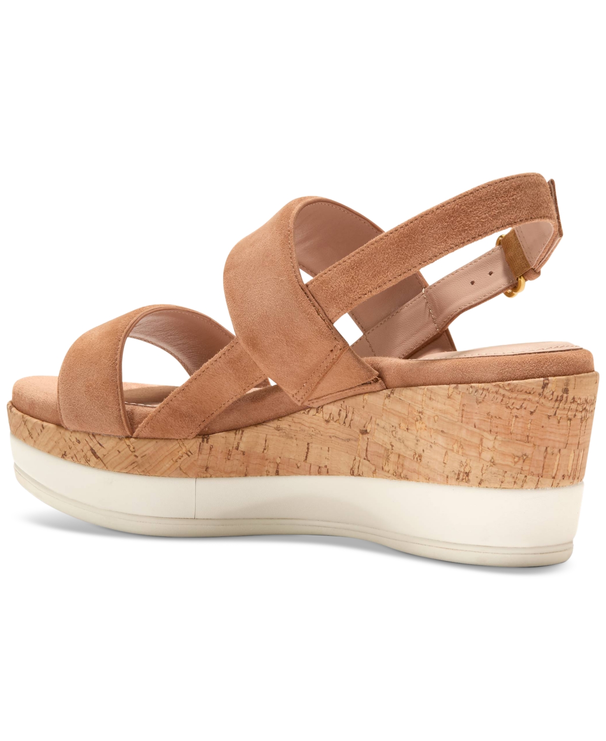Cole Haan Aislin Wedge Sandal In Dark Caramel Suede,natural Cork